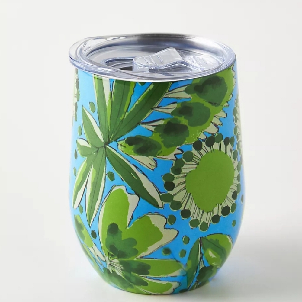 Anthropologie x Vera Perennial Travel Mug - green, blue